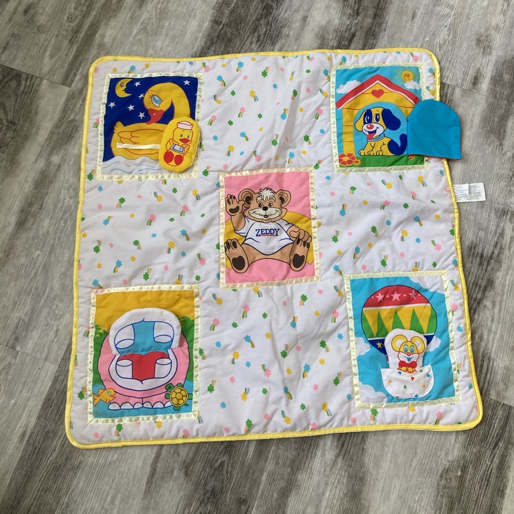 Vintage ZEDDY activity baby blanket from Zellers